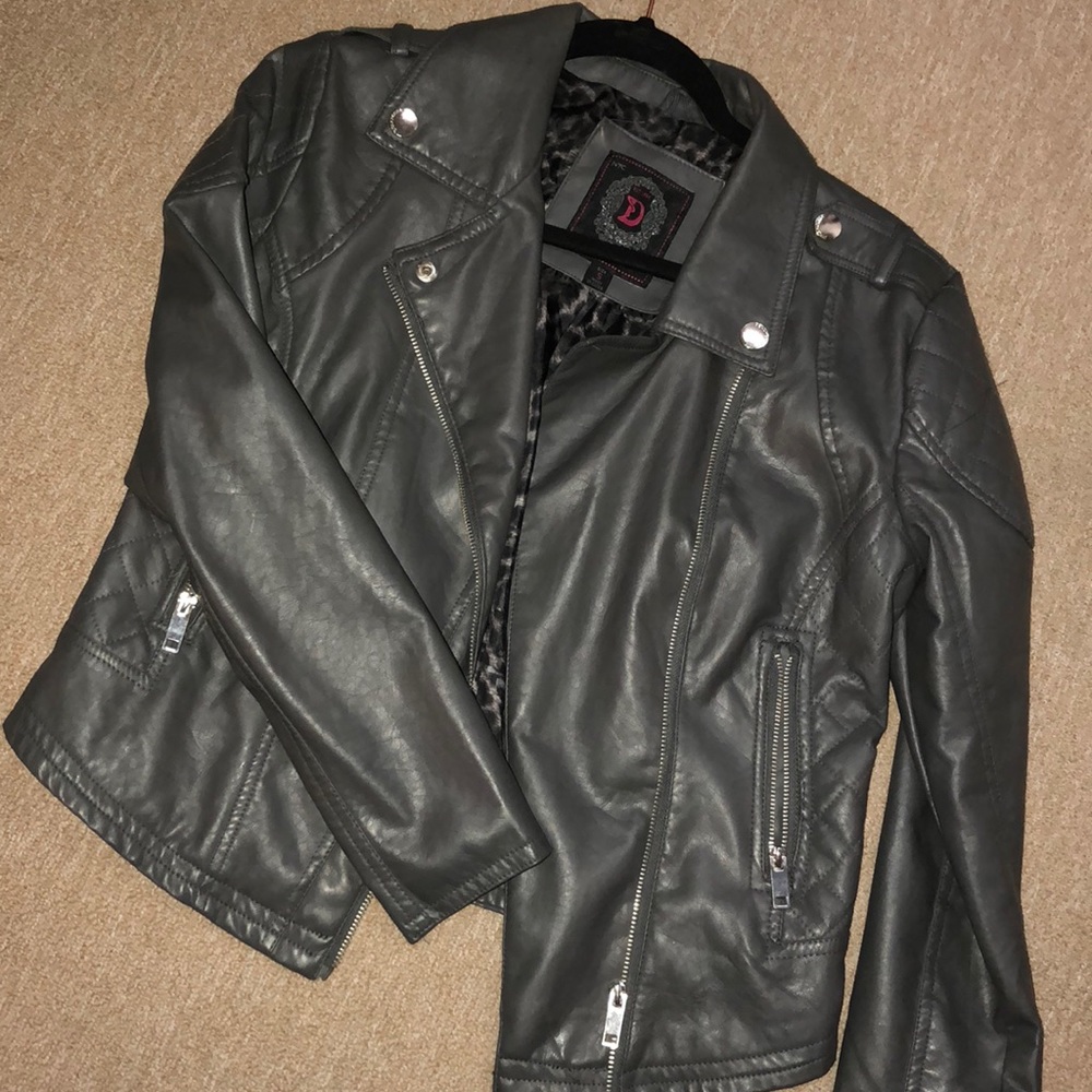 Gray leather jacket